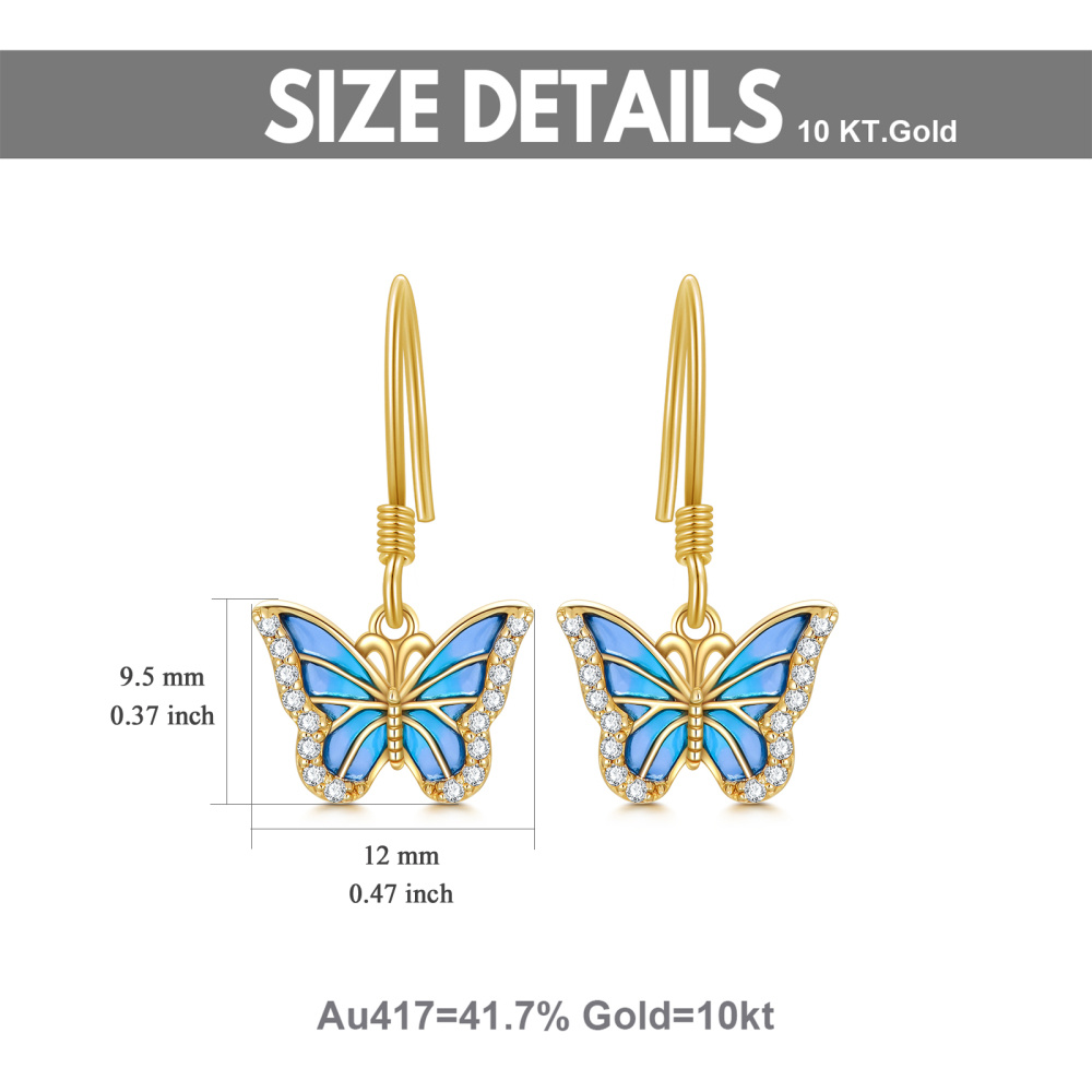 10K Gold Moissanite Butterfly Drop Earrings-5