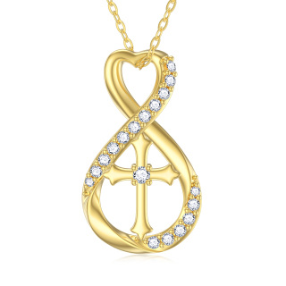 10K Gold Moissanite Cross Pendant Necklace-49