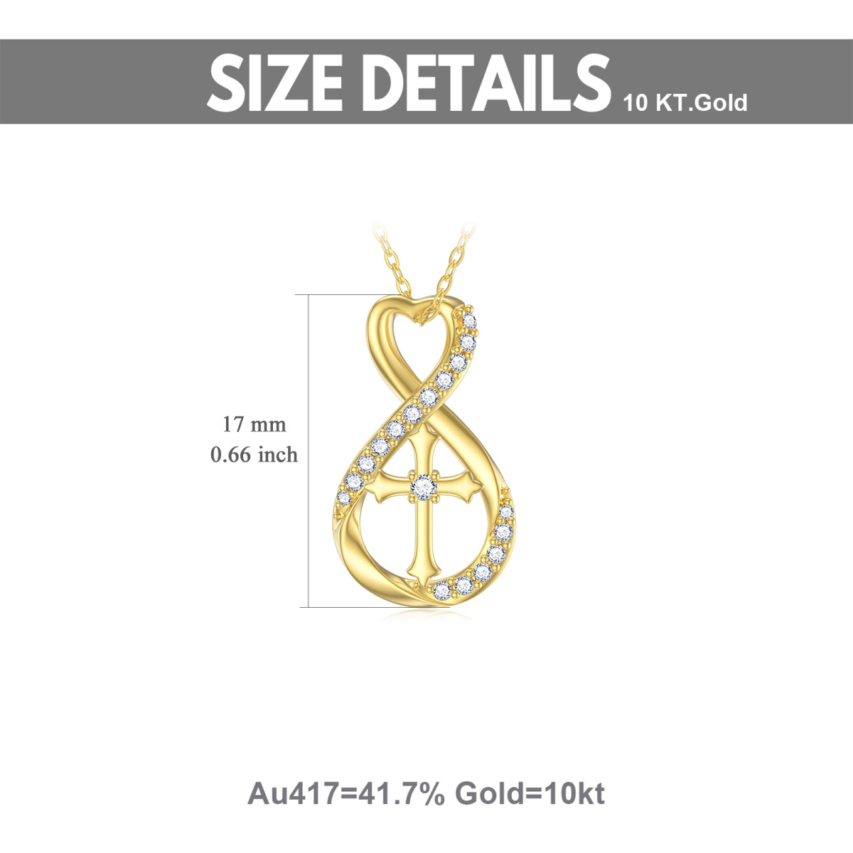 10K Gold Moissanite Cross Pendant Necklace-5