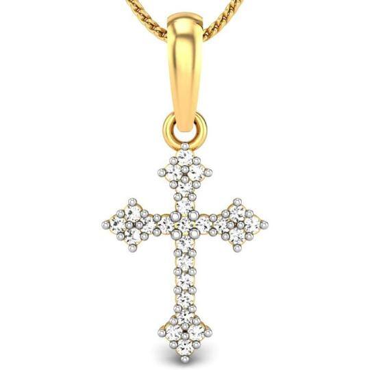 10K Gold Moissanite Cross Pendant Necklace