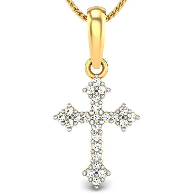 10K Gold Moissanite Cross Pendant Necklace-4