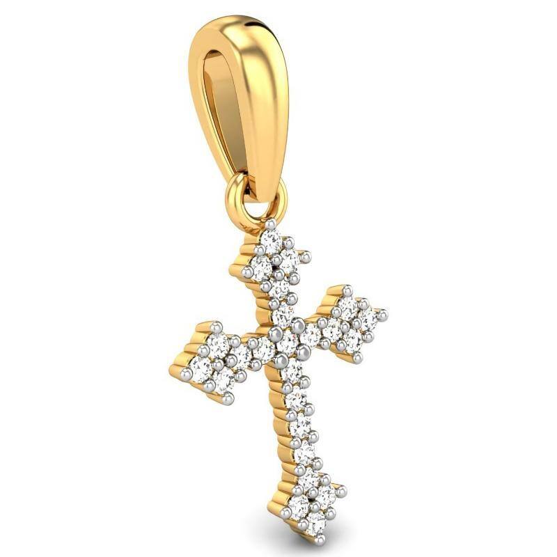 10K Gold Moissanite Cross Pendant Necklace-2