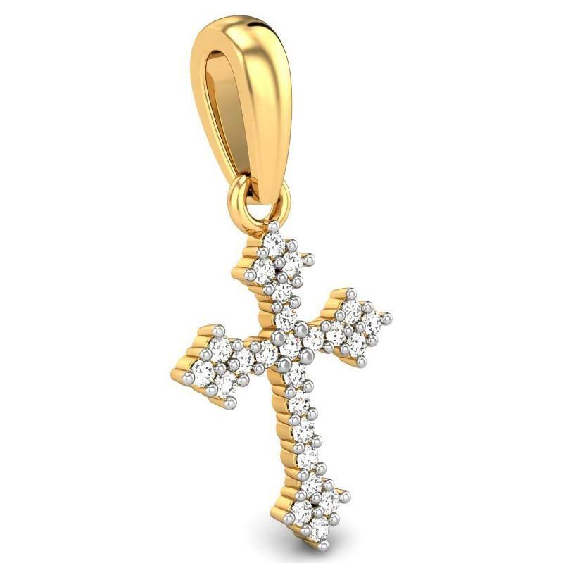 14K Gold Moissanite Cross Pendant Necklace-2