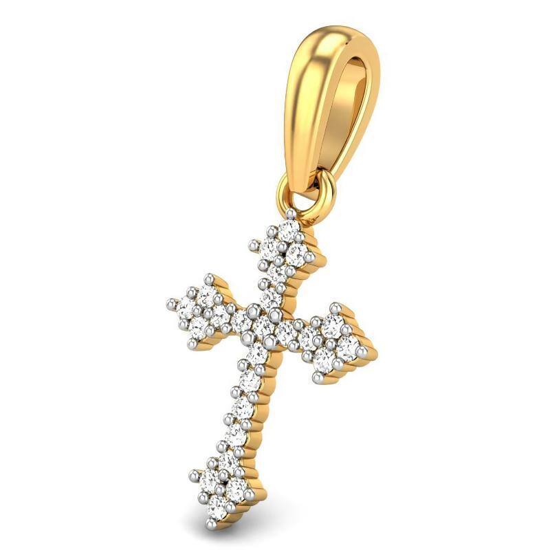 14K Gold Moissanite Cross Pendant Necklace-3