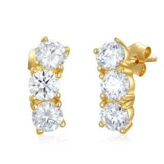 10K Gold Moissanite Bar Stud Earrings-32