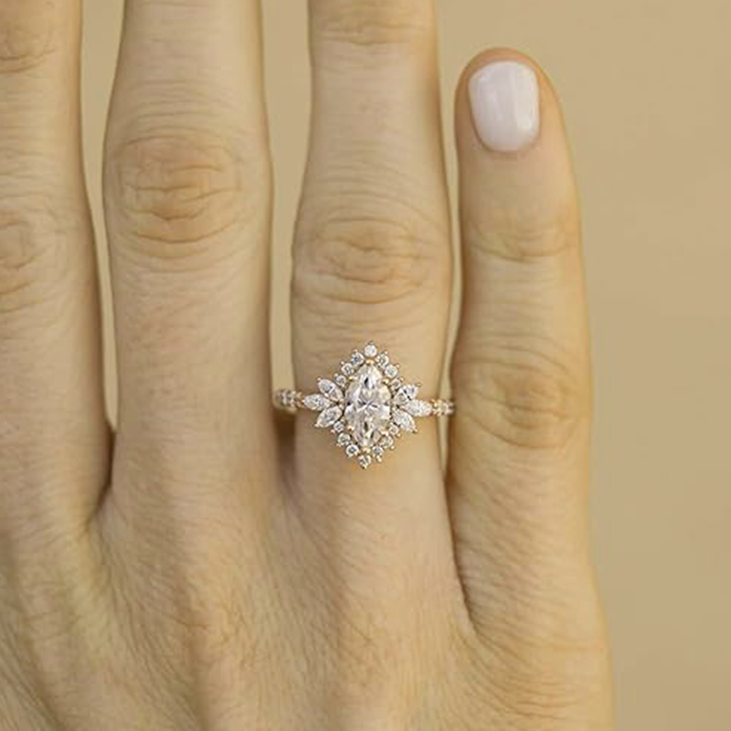 14K Gold Moissanite Engagement Ring-2