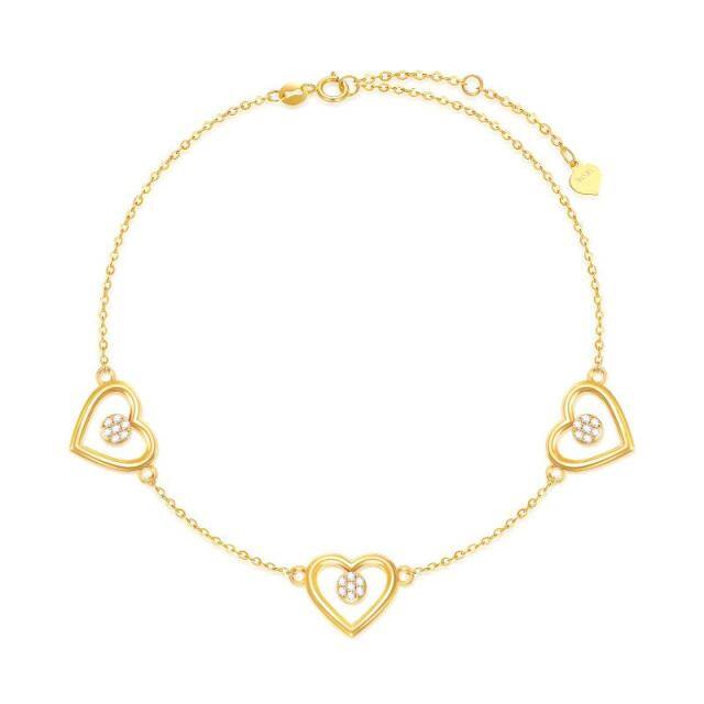 Bracciale con pendente a cuore in moissanite in oro 10 carati-1