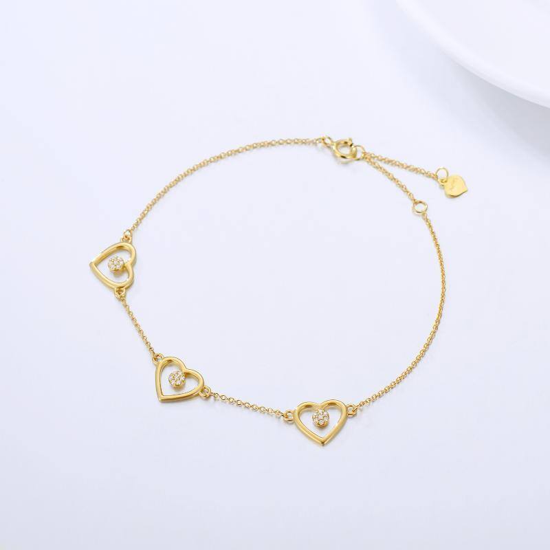 10K Gold Moissanite Heart Pendant Bracelet-4