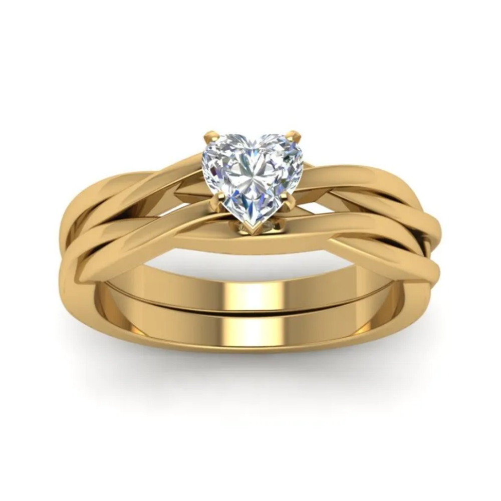 10K Gold Moissanite Heart Ring-2