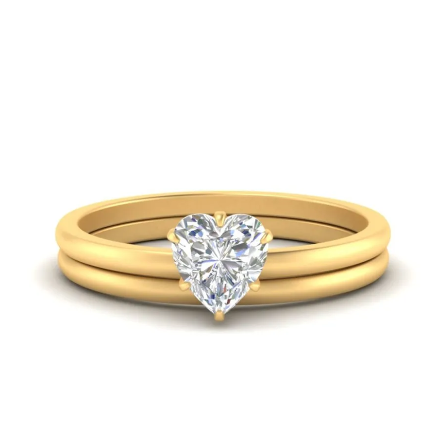 10K Gold Moissanite Heart Ring-2