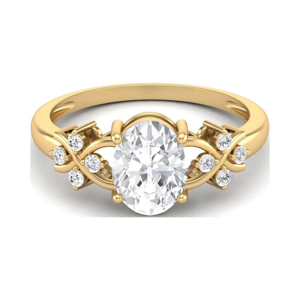 10K Gold Oval Cut Moissanite Ring-1