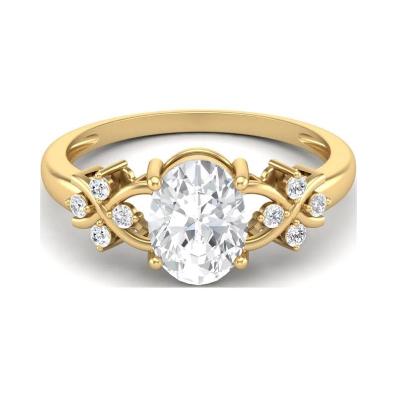 10K Gold Oval Cut Moissanite Ring-1