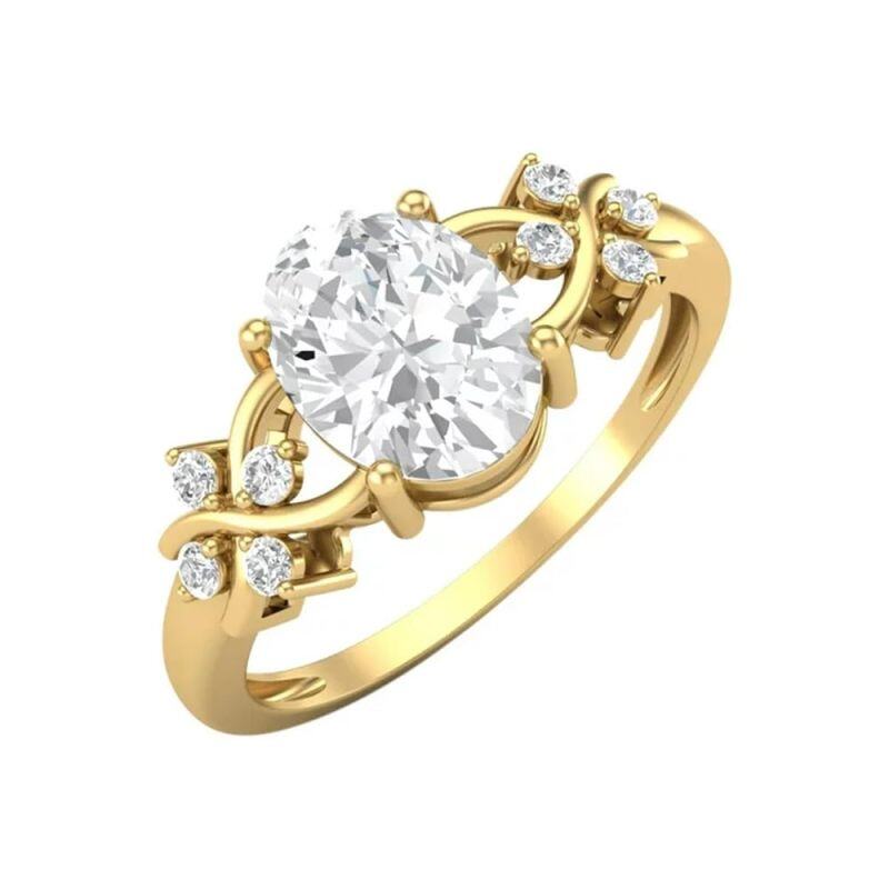 10K Gold Oval Cut Moissanite Ring-2
