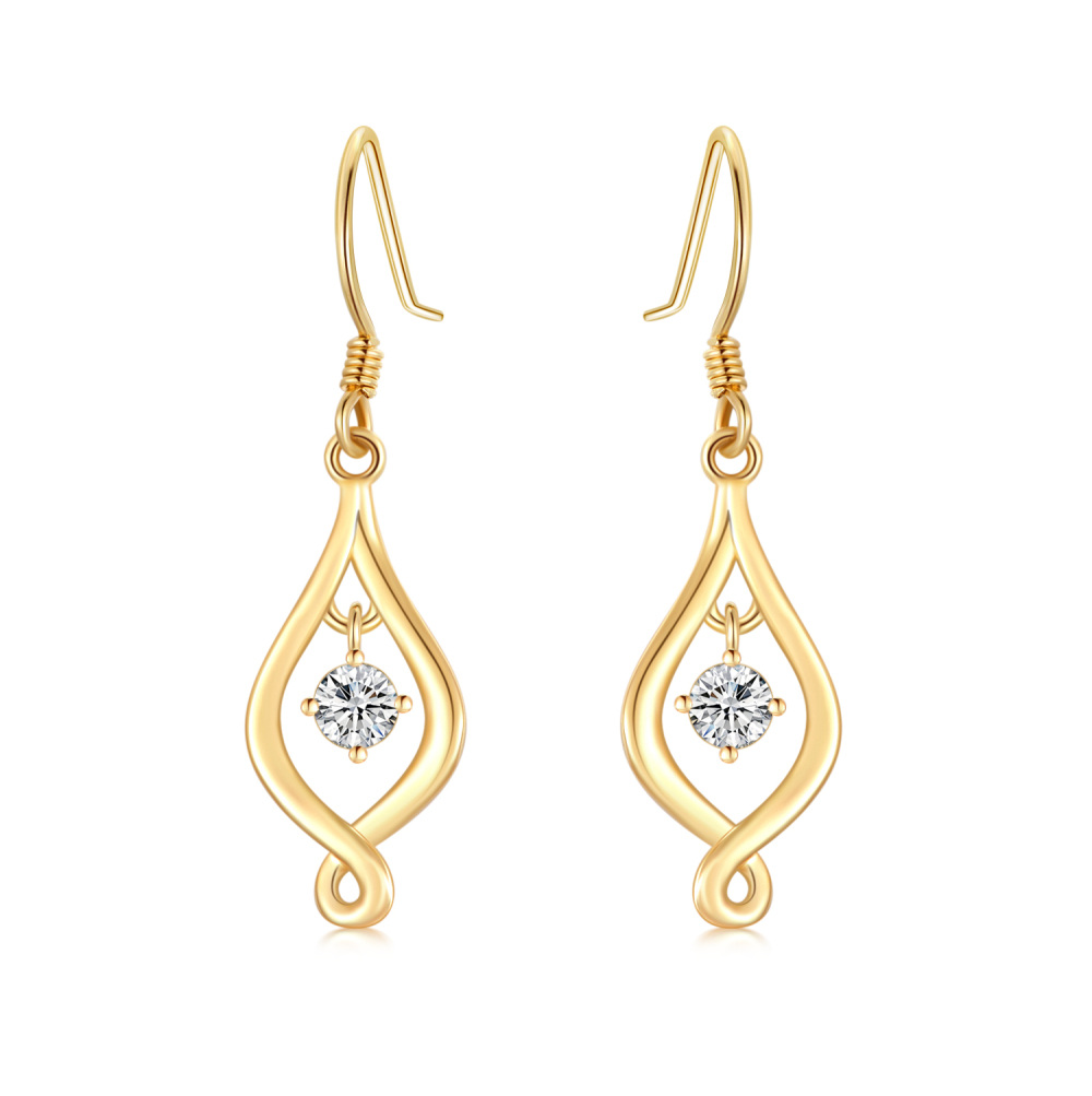 10K Gold Moissanite Infinity Symbol Drop Earrings-1