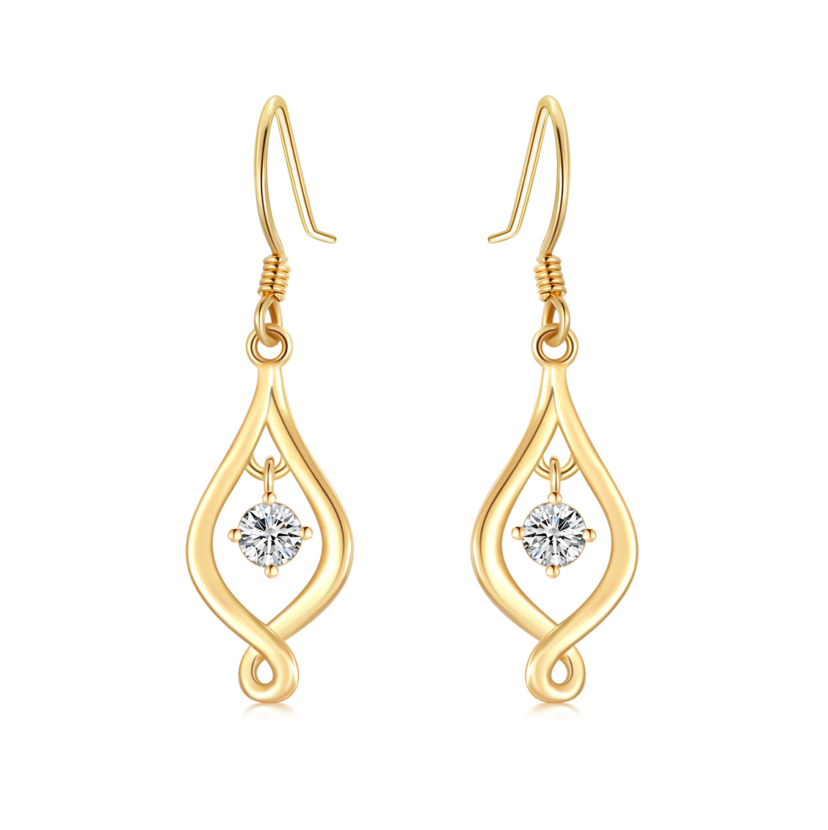 Boucles d'oreilles pendantes en or 10 carats avec symbole de l'infini et moissanite-1