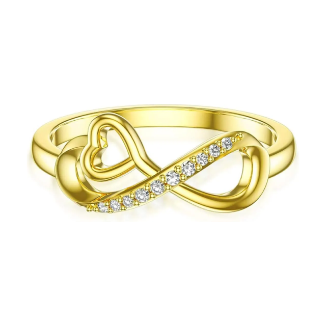 Anillo con símbolo de infinito y moissanita en oro de 10 quilates-1