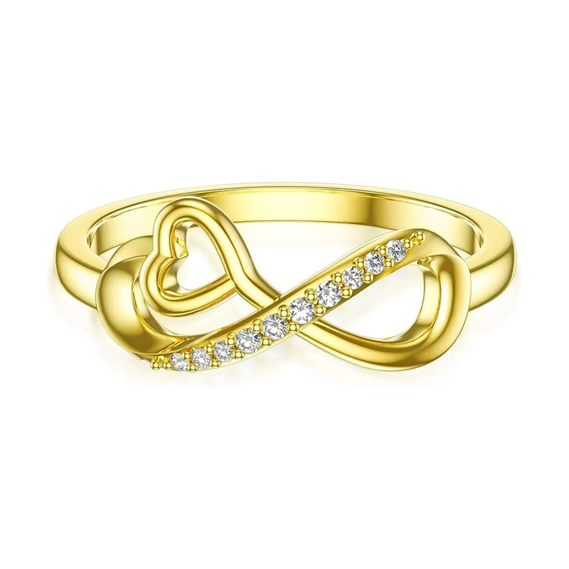 Anillo con símbolo de infinito y moissanita en oro de 10 quilates