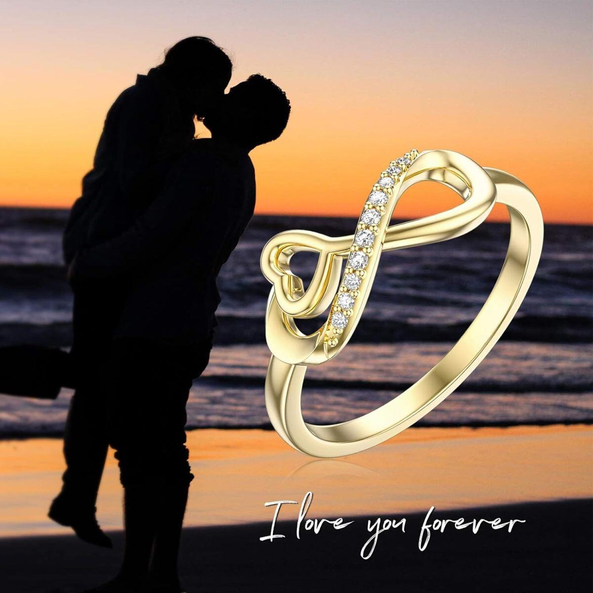 10K Gold Moissanite Infinity Symbol Ring-5