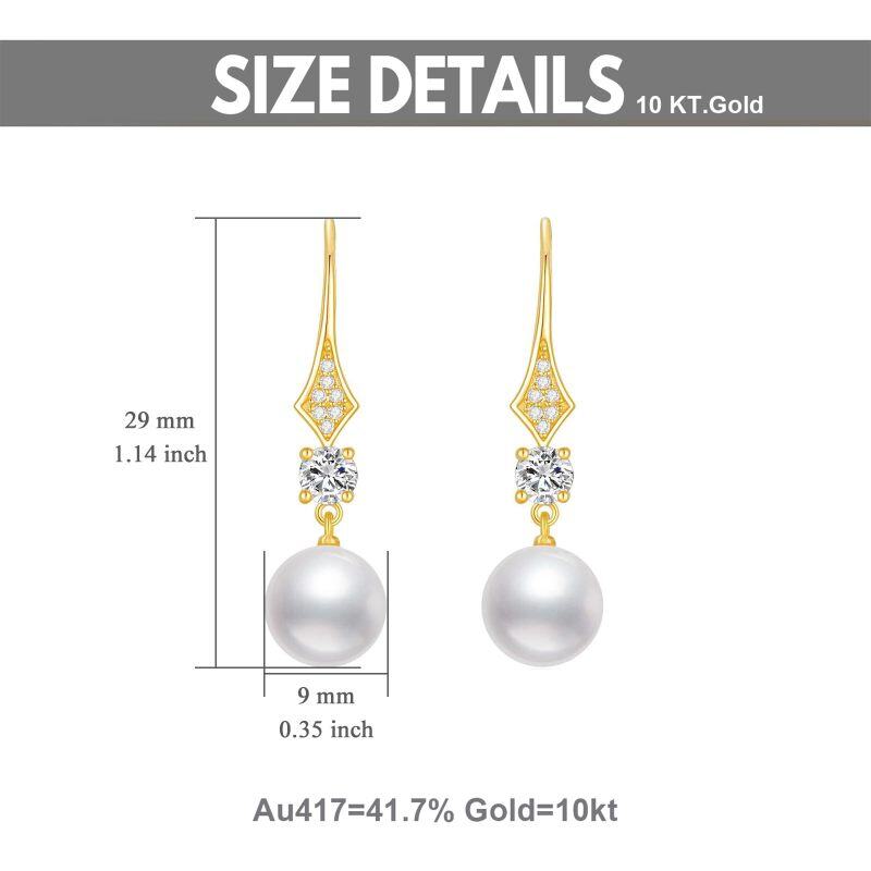 10K White Gold Moissanite & Pearl Bead Drop Earrings-5