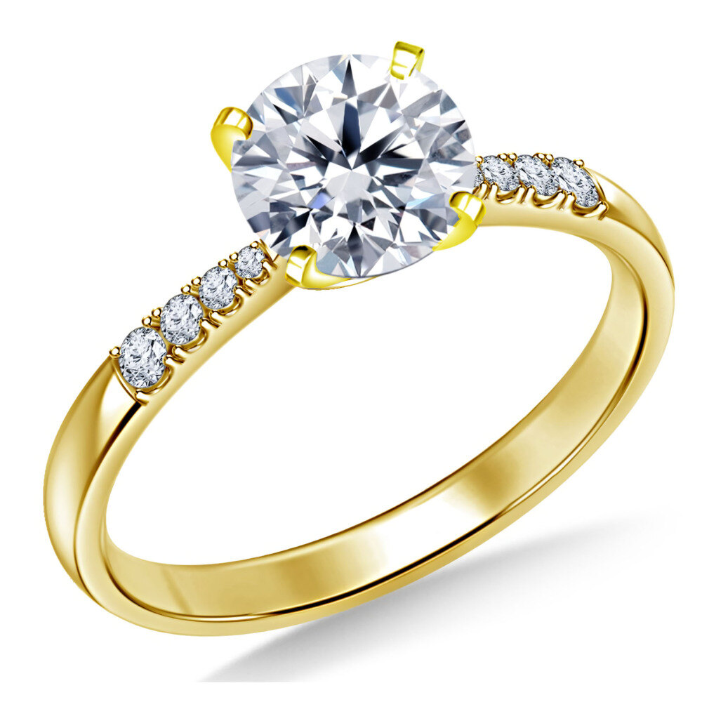10K Gold 0.5 to 3 CT Round Lab Created Diamond Custom Wedding Ring D Color VVS1-VS1 Clarity 3EX-3