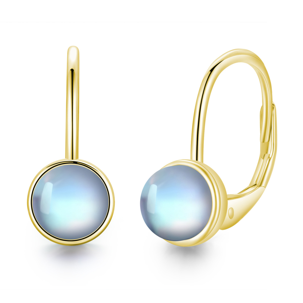 14K Gold Moonstone Bead Hoop Earrings-1