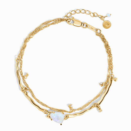 Pulsera de oro de 10 quilates con capas de piedra lunar