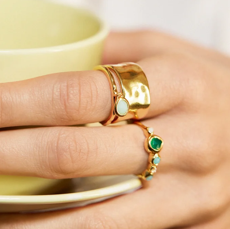 Pierścień z 18-karatowego złota z wieloma kamieniami szlachetnymi-3