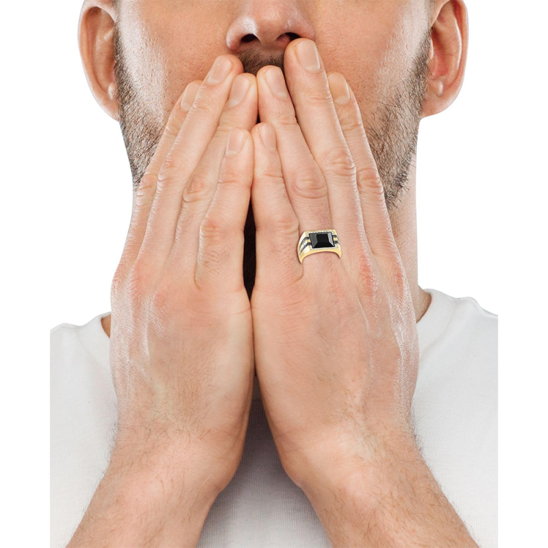 Anel de Noivado para Homem em Ouro Branco 10K-2