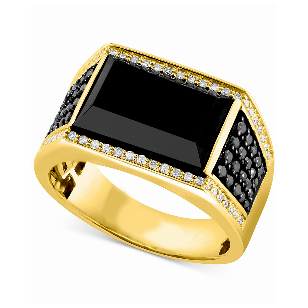 10K Gold Onyx Engagement Ring for Men-5