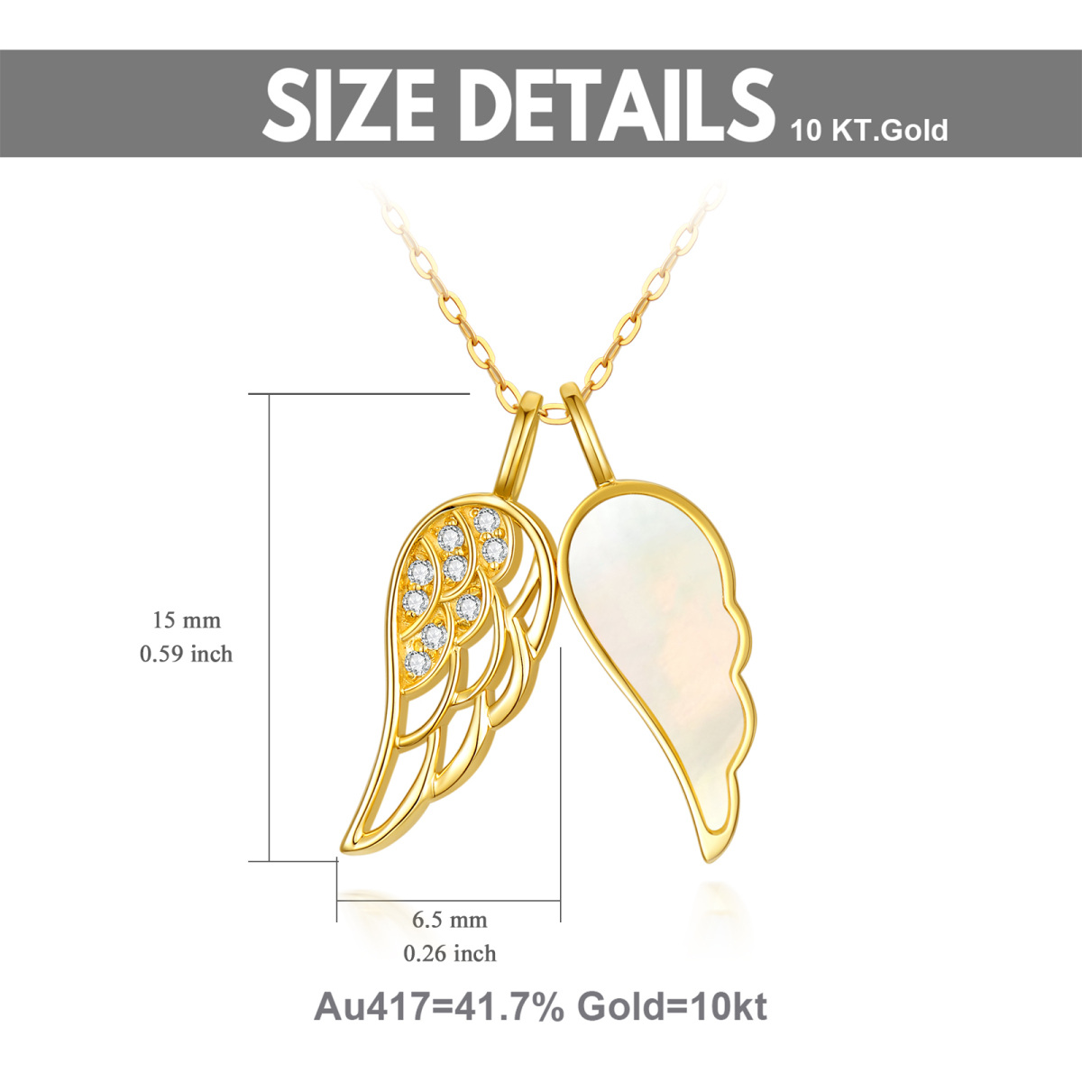 10K Gold Opal Angel Wings Pendant Necklace-5