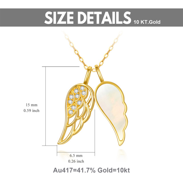 10K Gold Opal Angel Wings Pendant Necklace-5