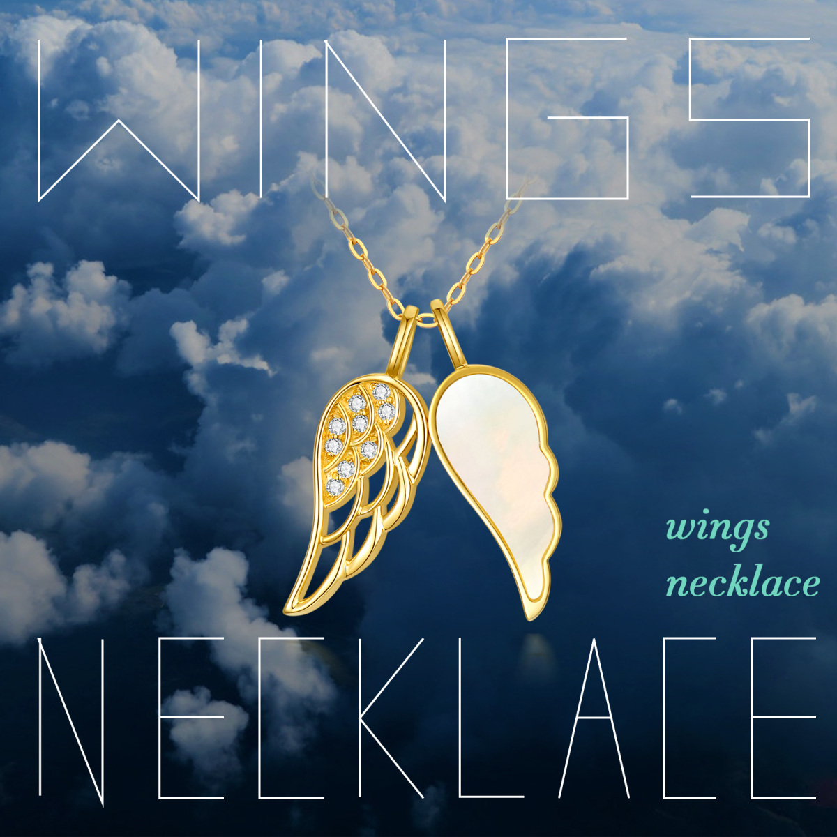 10K Gold Opal Angel Wings Anhänger Halskette-6