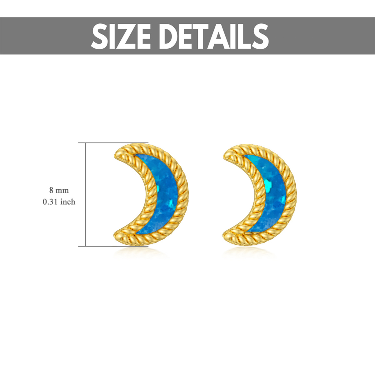 Pendientes de oro de 10 quilates con forma de luna y ópalo-5