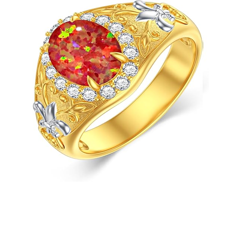 10K Gold Opal Ring for Men-2