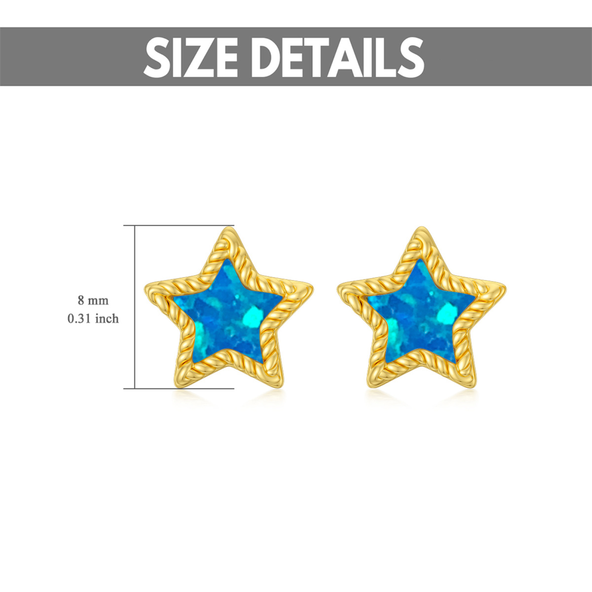 10K Gold Opal Star Stud Earrings-5