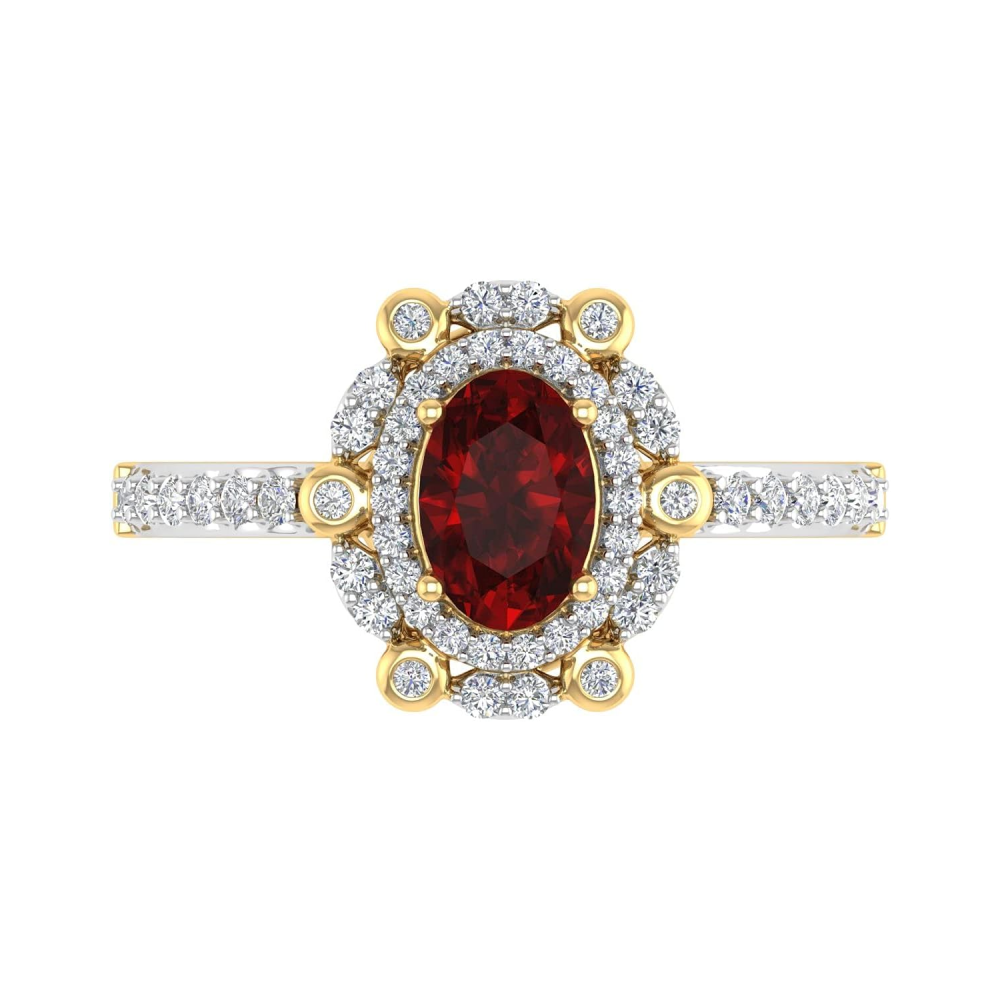 Bague de fiançailles personnalisée en or blanc 10 carats, taille ovale, avec pierres précieuses-3