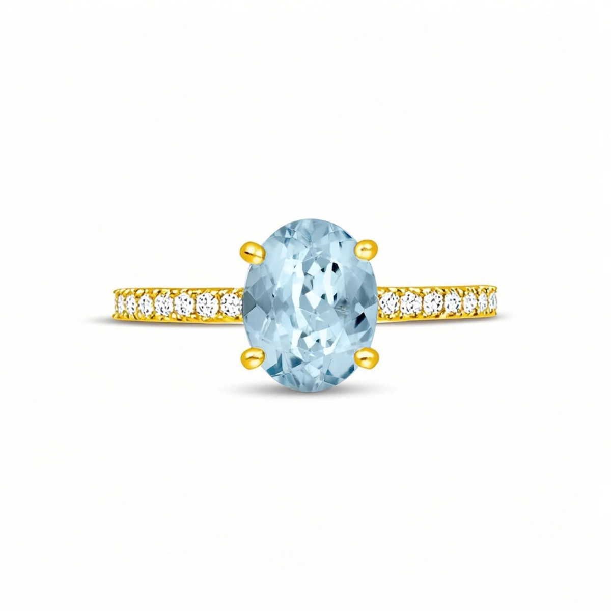Anillo de compromiso personalizado de oro de 10 quilates con corte ovalado y piedras preciosas-1