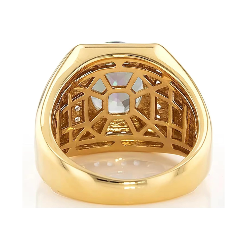 Anel personalizado com pedra preciosa oval em ouro branco 10K para homem.-3