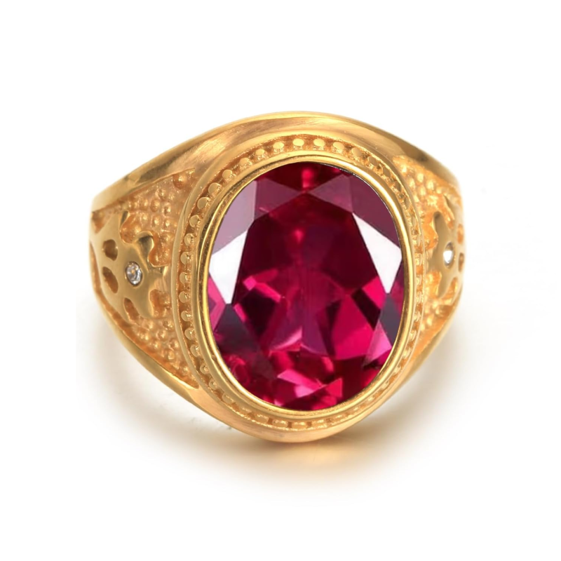 10K Gold Oval Cut Custom Ring for Men Gemstone Ring-19