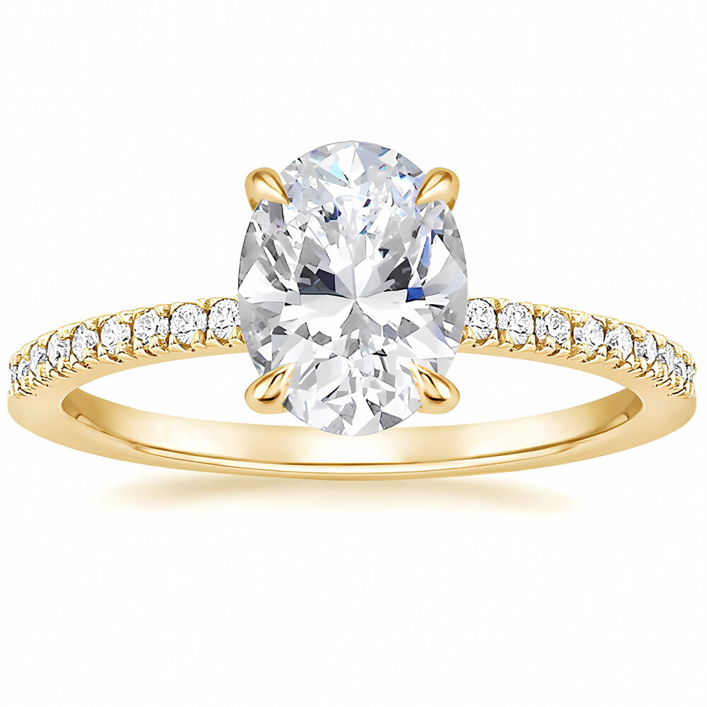 14K Gouden Ovaalvormige Moissaniet Ring-1