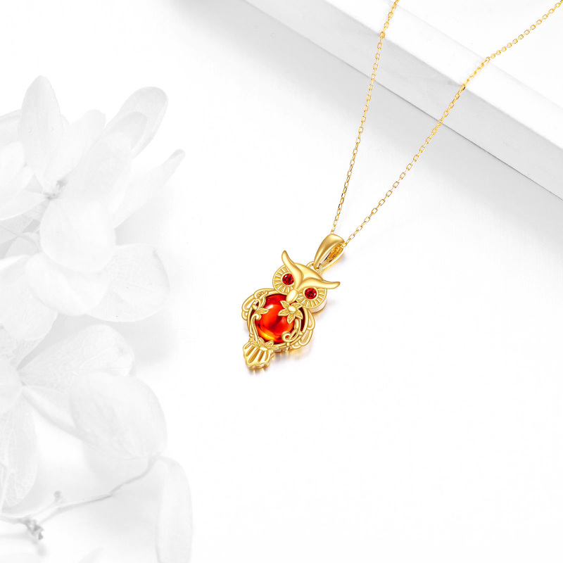 Colar com pingente de coruja em zircónio cúbico em ouro de 18K-4