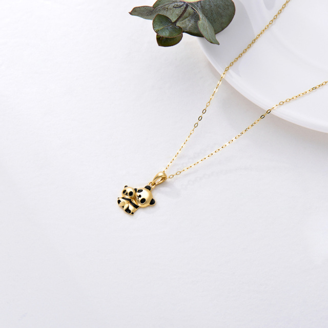 10K Gold Panda Pendant Necklace-3