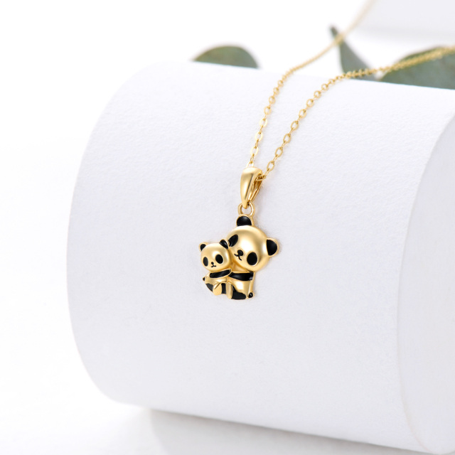 Colar com pingente de panda em ouro 10K -4