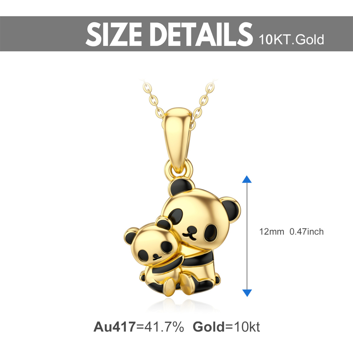 10K Gold Panda Pendant Necklace-5