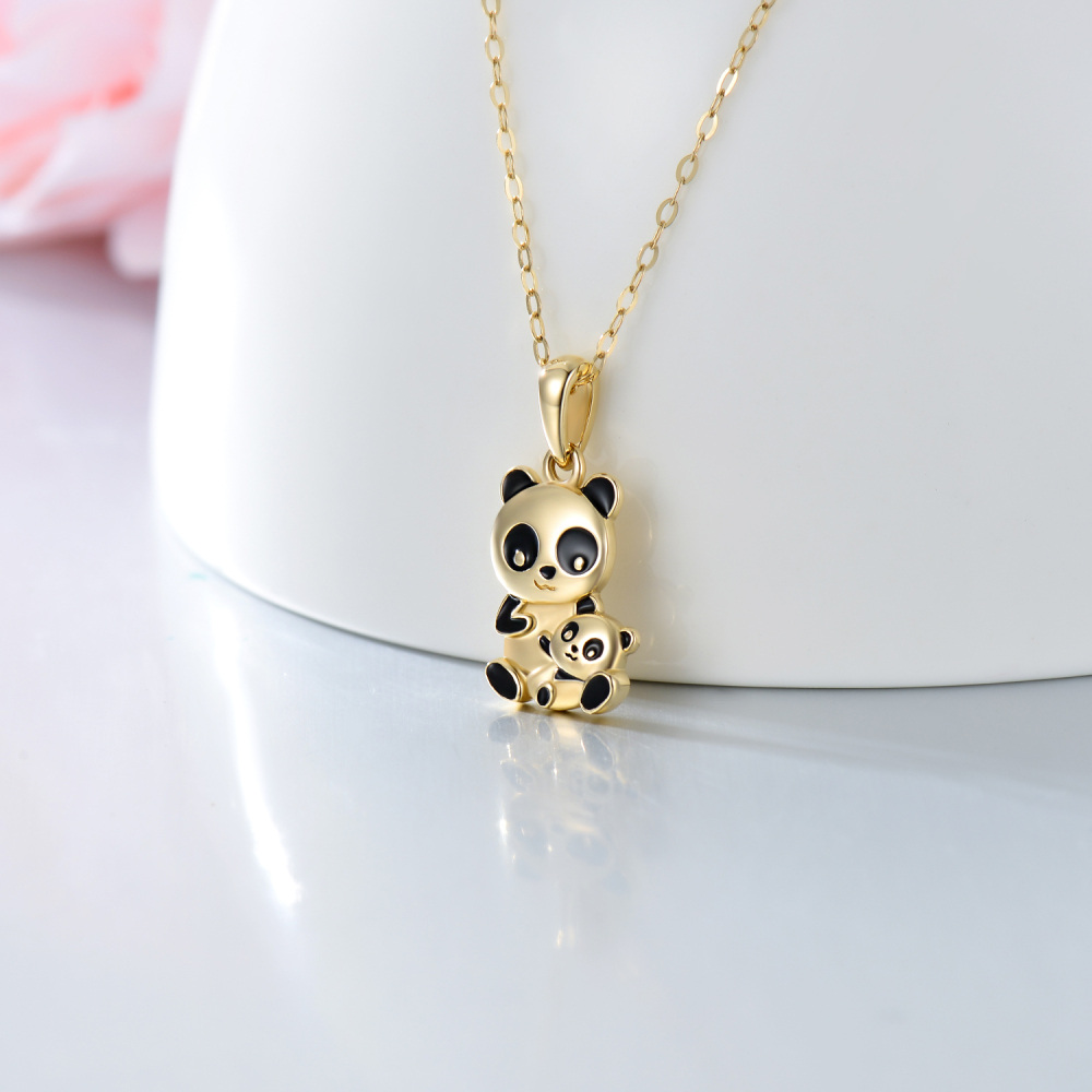 10K Gold Panda Pendant Necklace-3