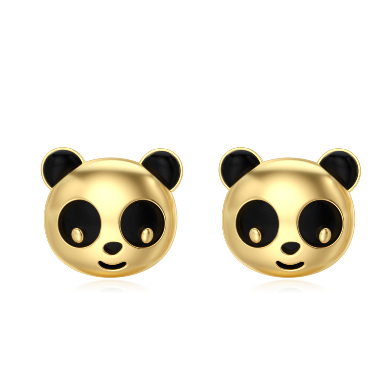 10K Gold Panda Stud Earrings-7