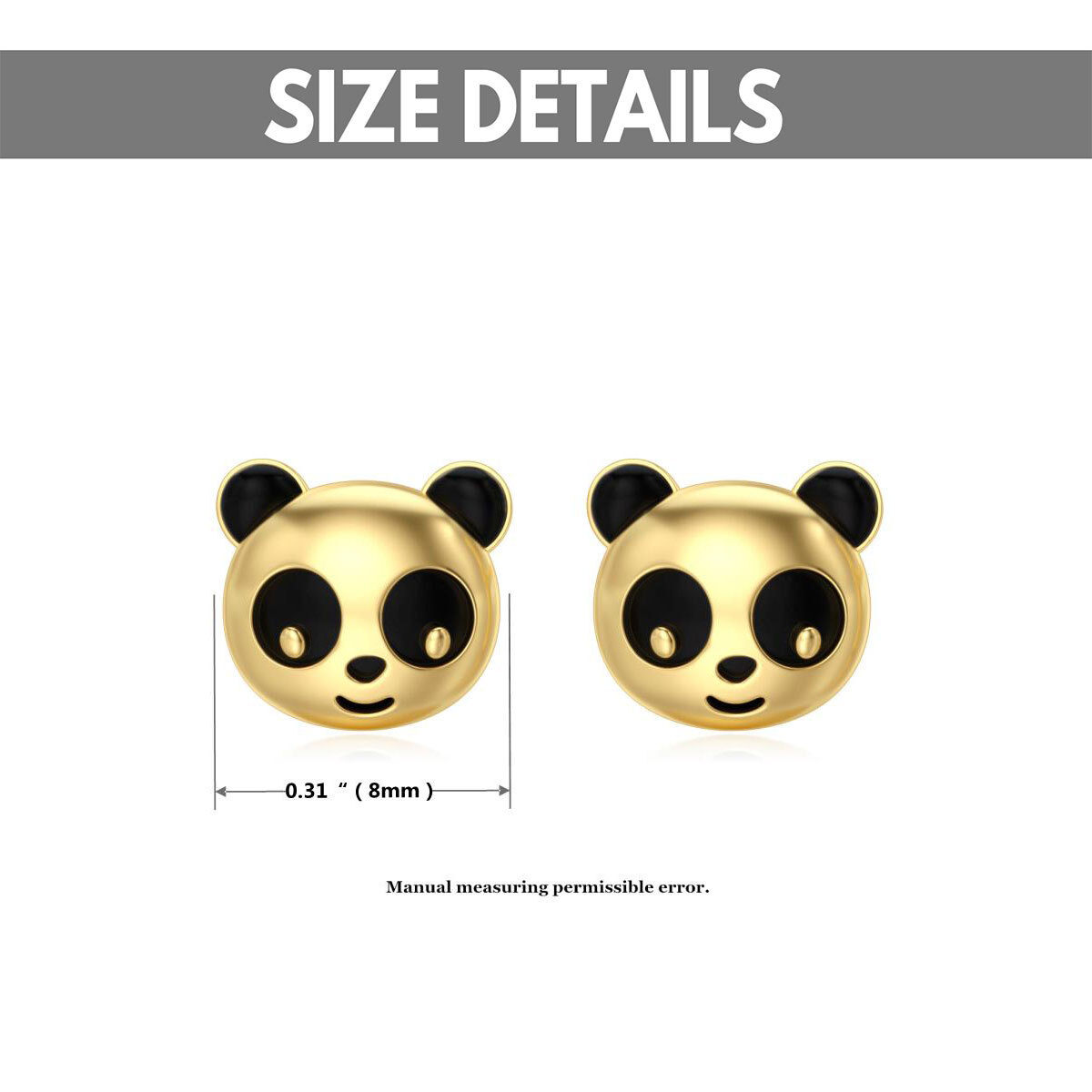 10K Gold Panda Stud Earrings-5