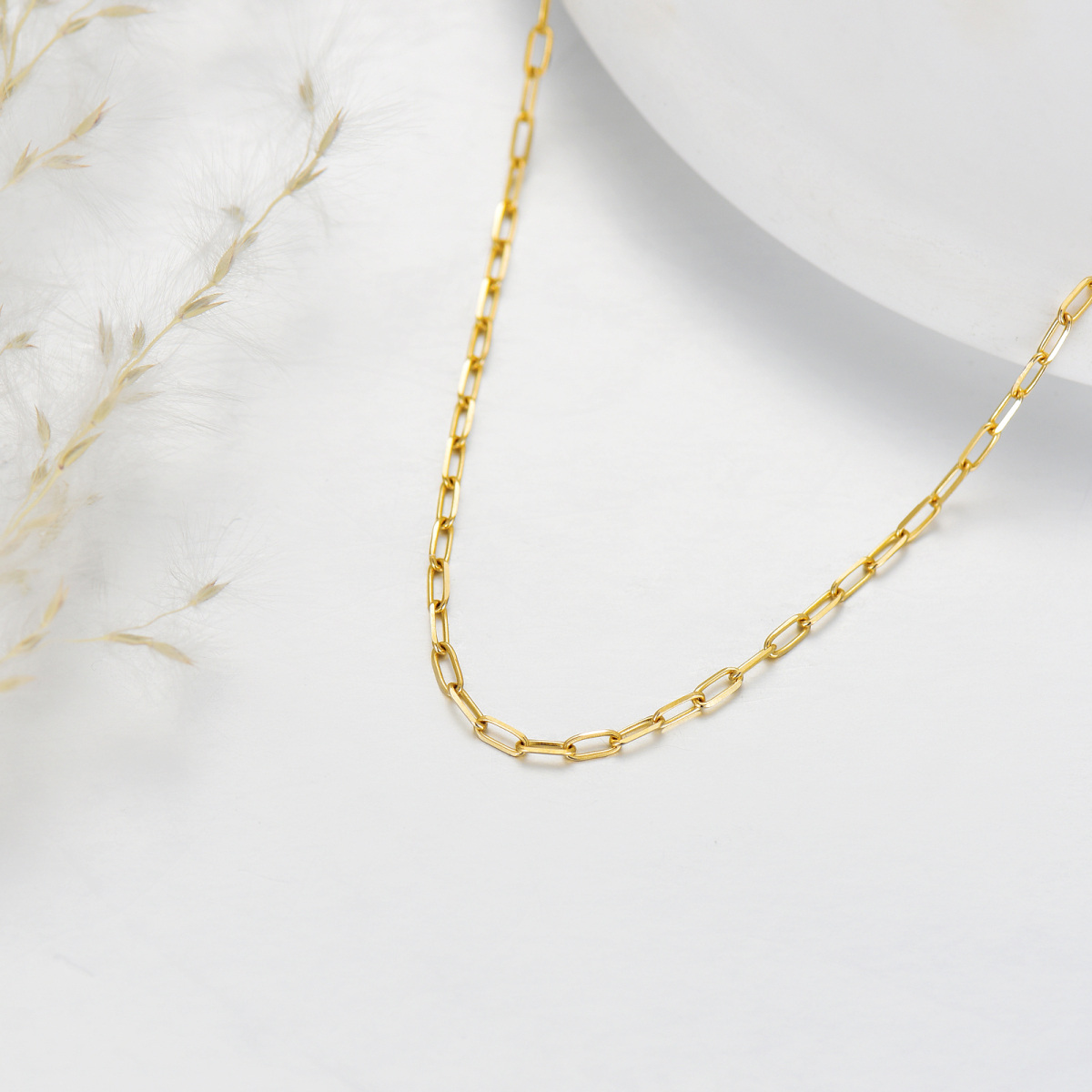 10K Gold Paperclip Chain Necklace-4