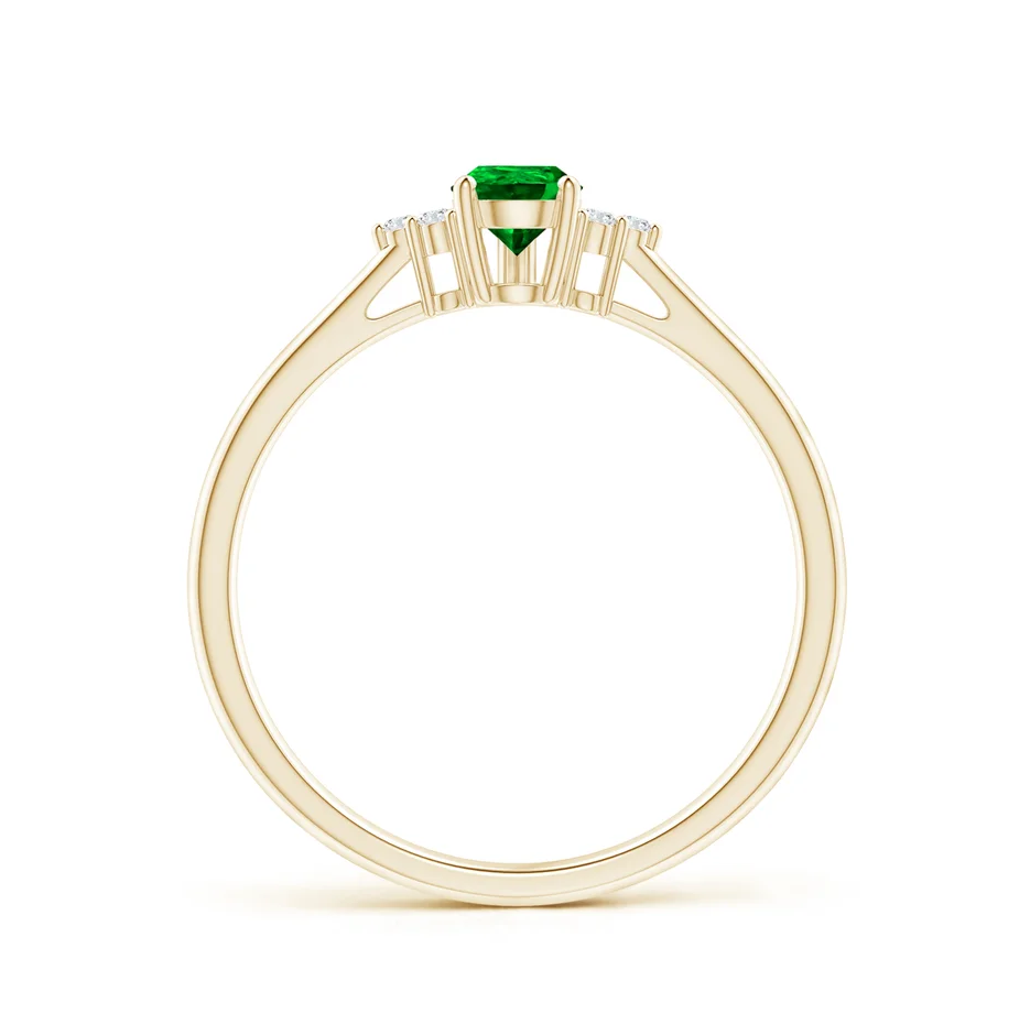 10K White Gold Pear Cut Emerald & 0.05 CT.T.W. Trio Diamond Engagement Band-3