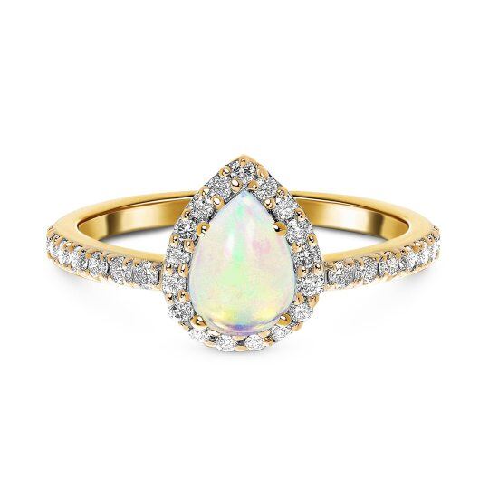 10K Gold Pear Shaped Opal & Drop Shape Engagement Ring